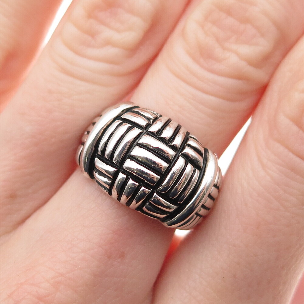 ESPO Joseph Esposito 925 Sterling Silver Vintage Woven Oxidized Ring Size 7